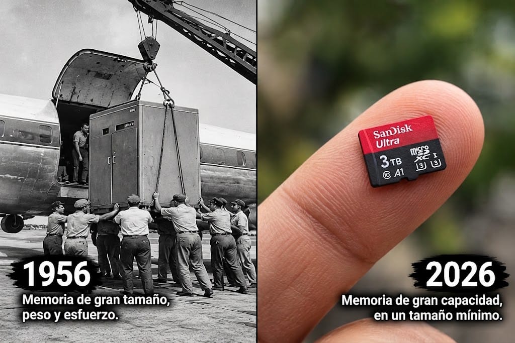 EL PESO DE LA MEMORIA: DE LAS MÁQUINAS GIGANTES A LAS TARJETAS DIMINUTAS
